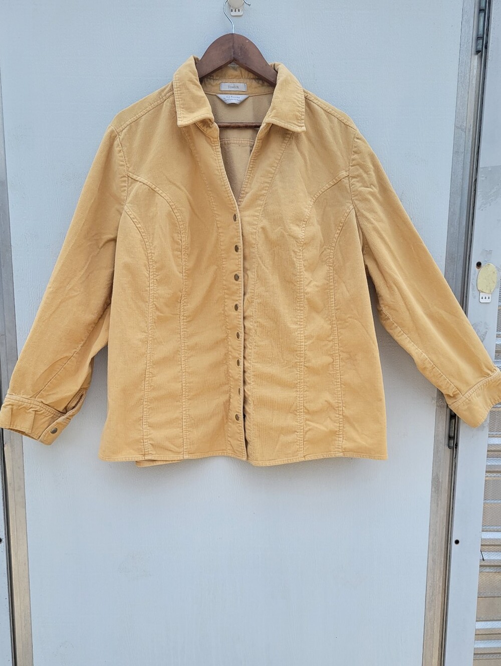 CJ Banks Mustard Button-Front Corduroy Jacket